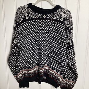 Hanna Andersson Mens Fair Isle Nordic Sweater Sz L Black White